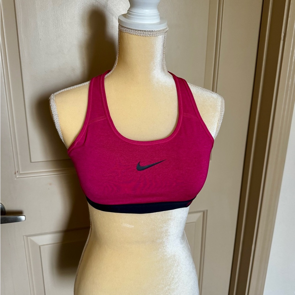 Nike Women's Pink and Black Sports Bra
